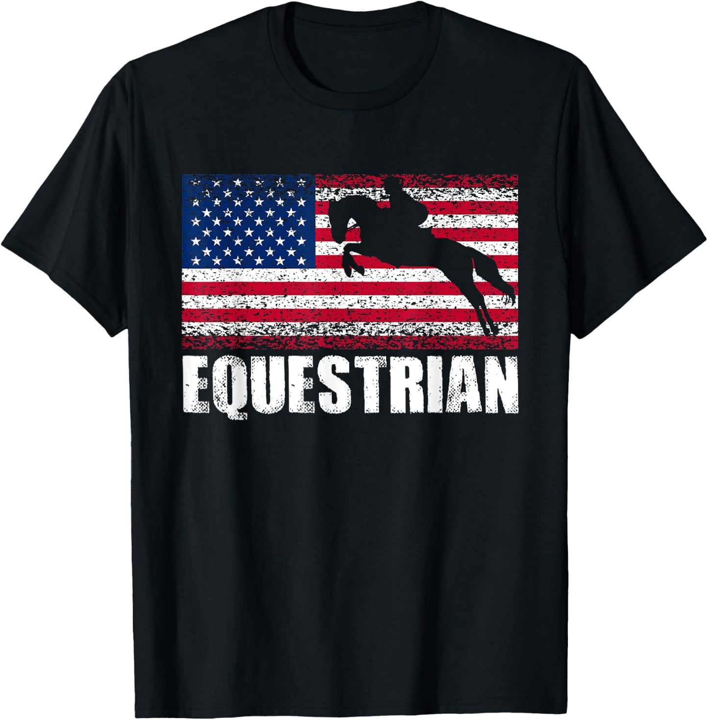 Equestrian Sports, American Flag, USA America, Horse Riding T-Shirt - T-Shirt | Black
