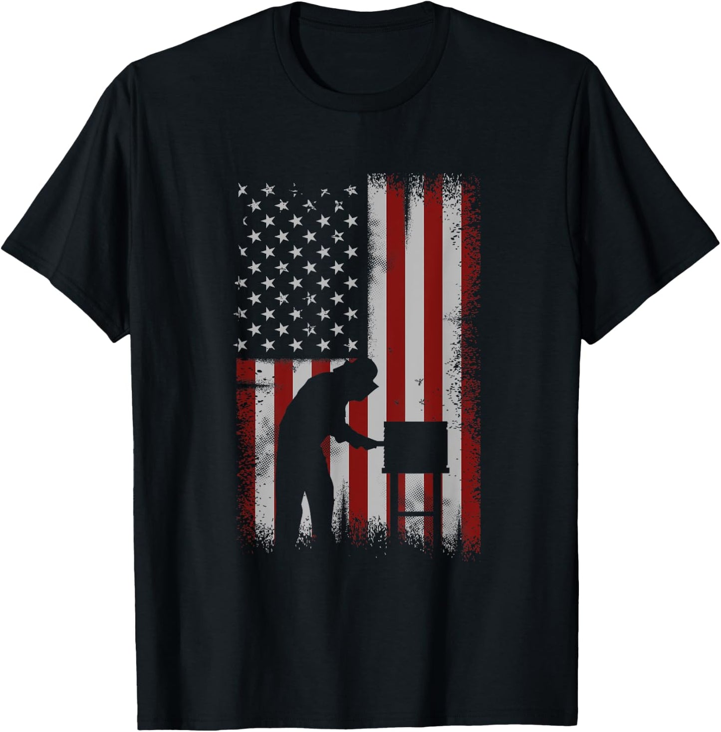 American Flag Beekeeper Shirt Men Beekeeping Gift Apiarist T-Shirt - T-Shirt | Black