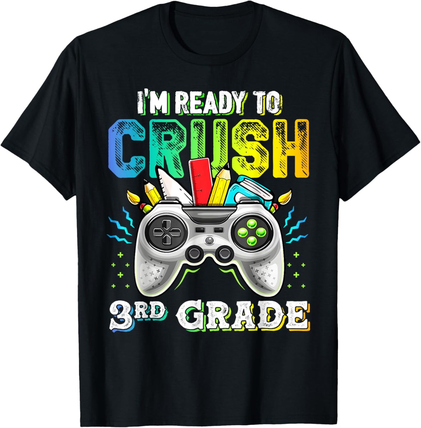 Funny Kids I'm Ready To Crush 3rd Grade Game Console Kids T-Shirt - T-Shirt | Black