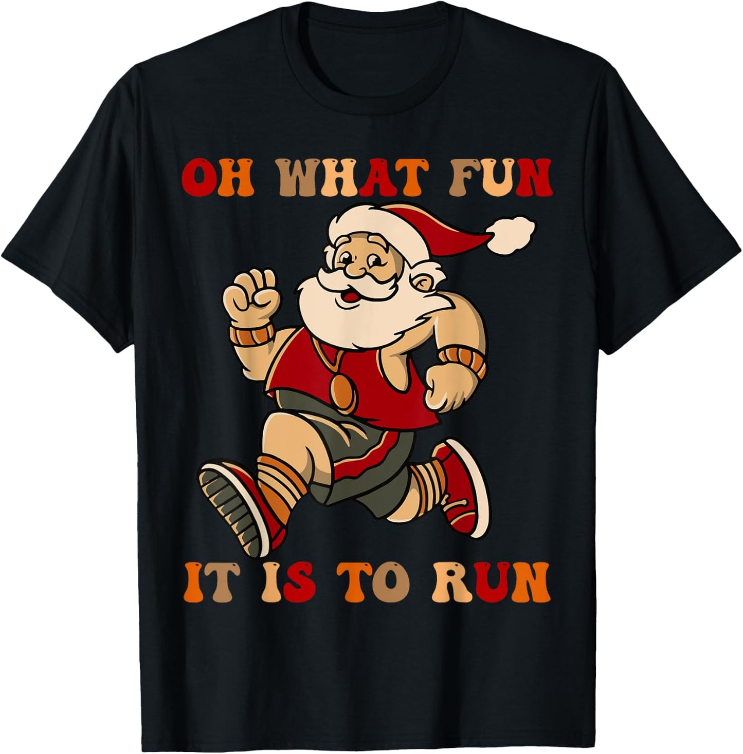 Sarcastic Santa Running Last Minute Christmas Runner T-Shirt - T-Shirt | Black