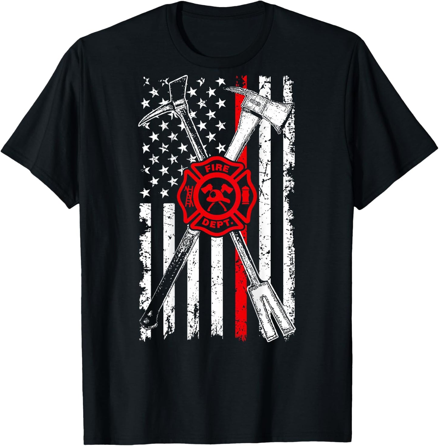Firefighter Son Patriotic Gifts Axe Halligan Thin Red Line Men T-Shirt - T-Shirt | Black