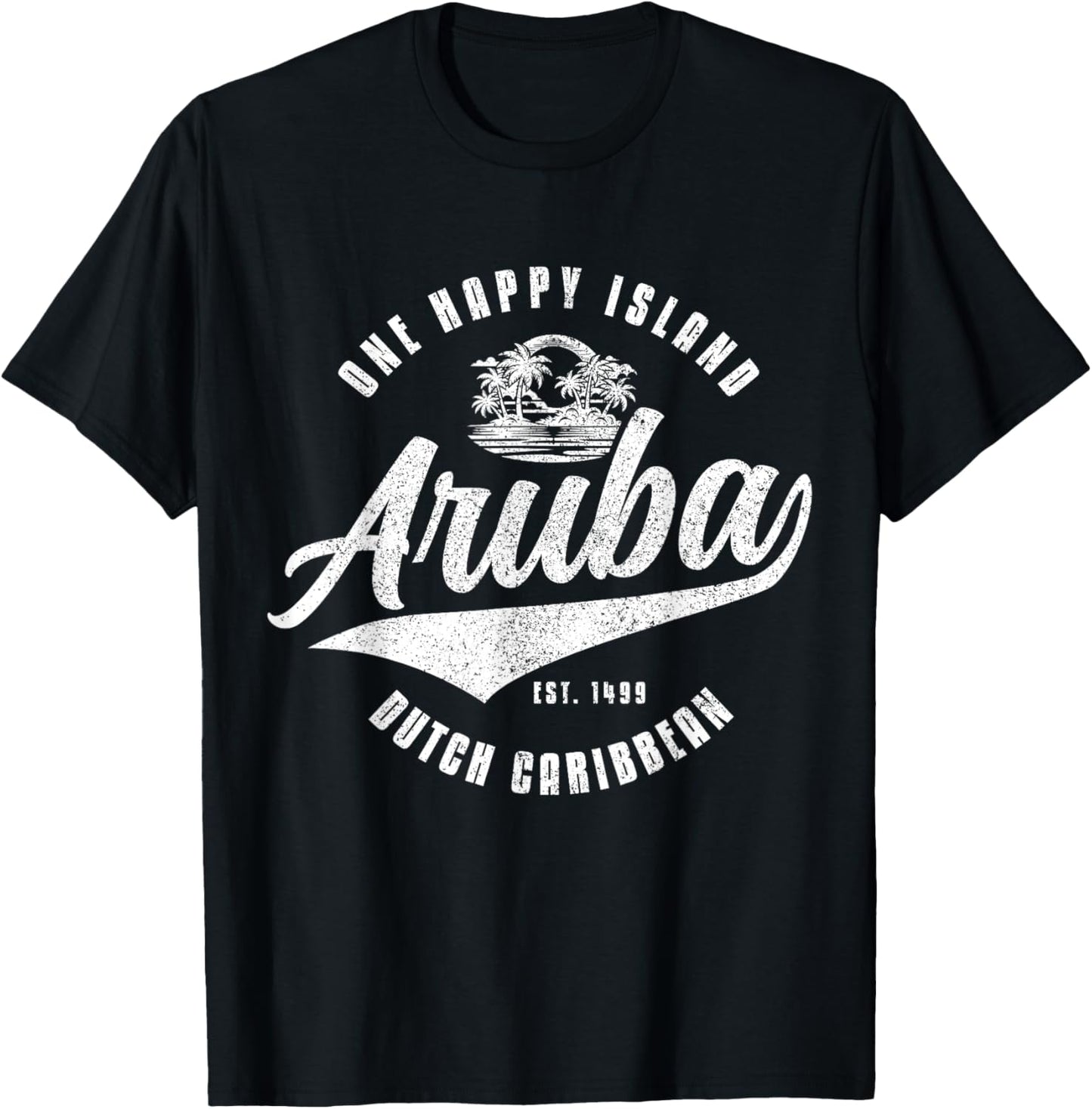 Aruba Happy Island Craibbean Souvenir Pride Vintage T-Shirt - T-Shirt | Black