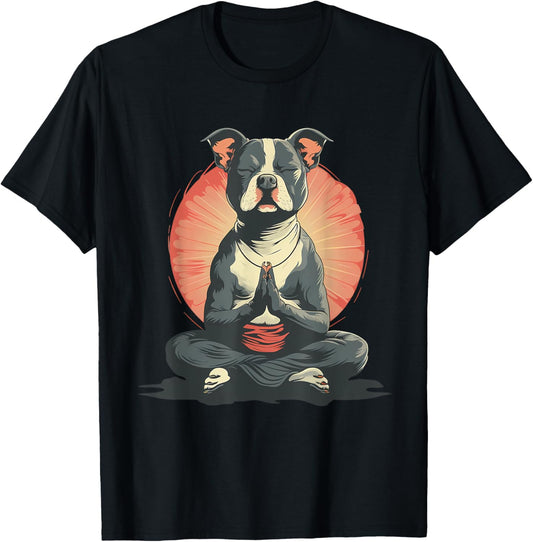 Meditation Dog Zen Buddha Buddhist Yoga Spiritual Hindu T-Shirt - T-Shirt | Black