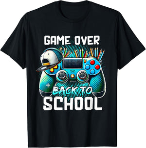 Back To School Kids Boy Student Game Over Back To School T-Shirt - T-Shirt | Black