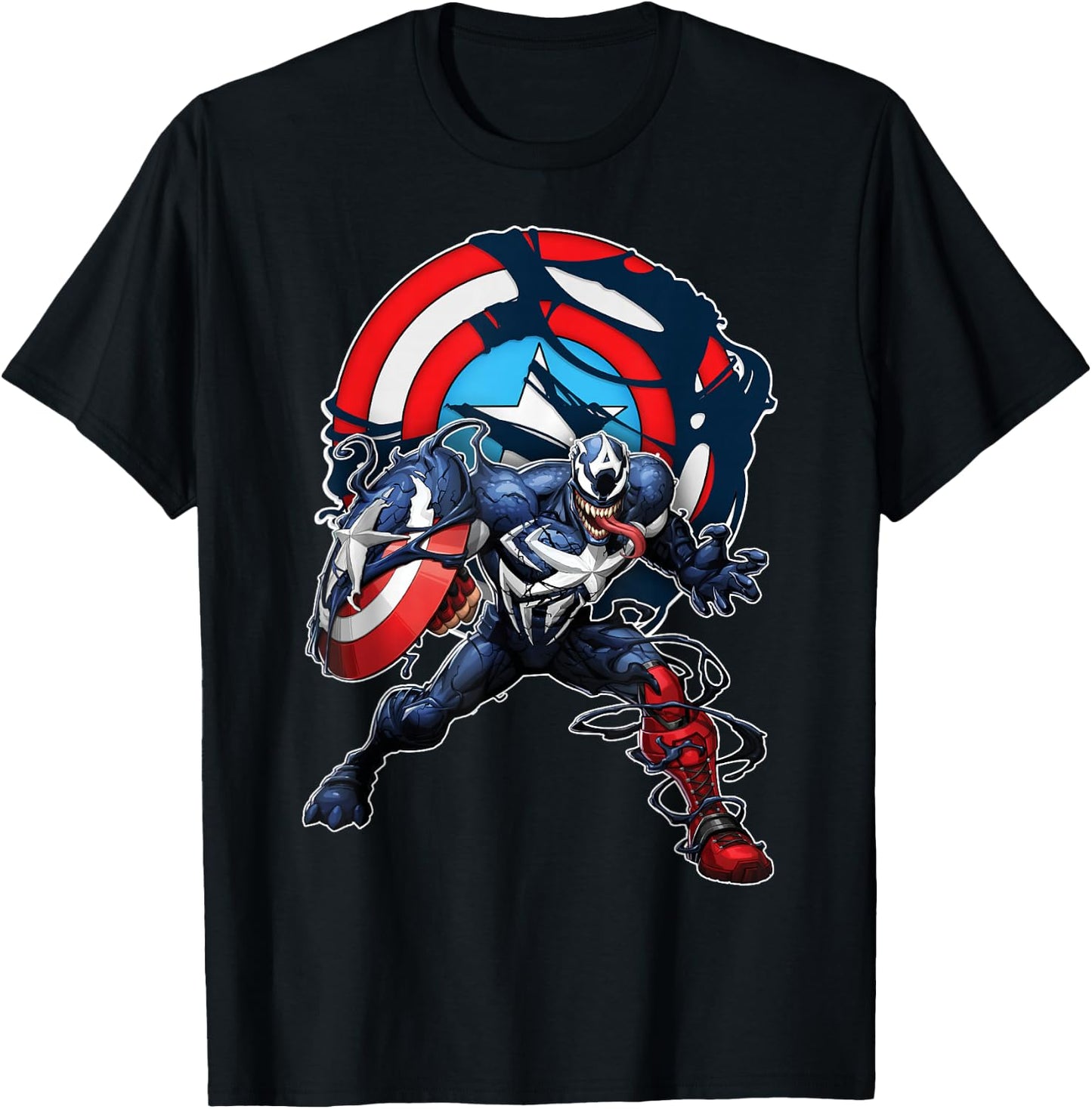 Marvel Spider-Man Maximum Venom Captain America Venomized T-Shirt - T-Shirt | Black