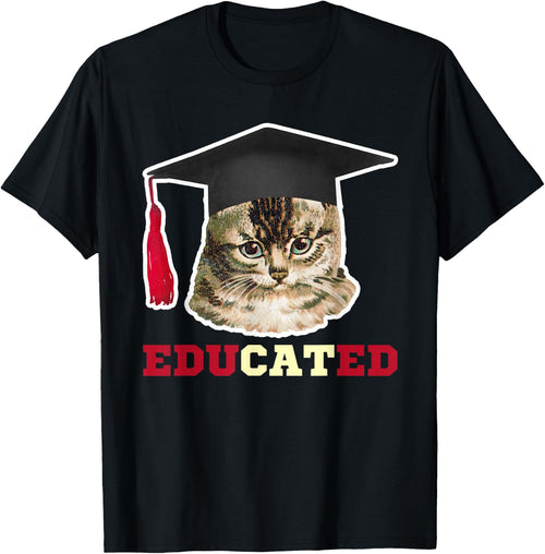 Educated Cat in Graduation Cap Funny Grad Gift