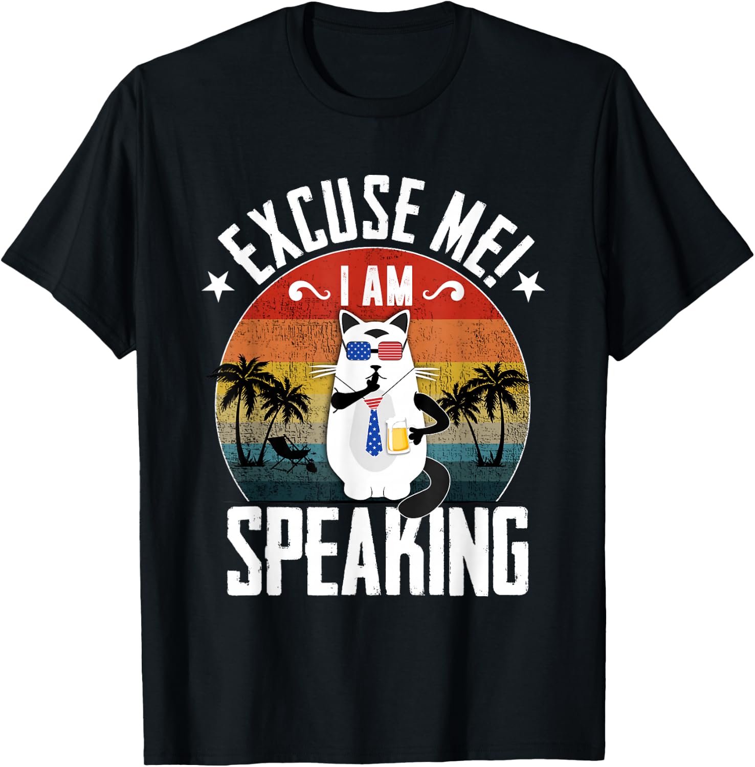 Excuse Me I'm speaking Funny Vintage Cat Kamala harris T-Shirt - T-Shirt | Black