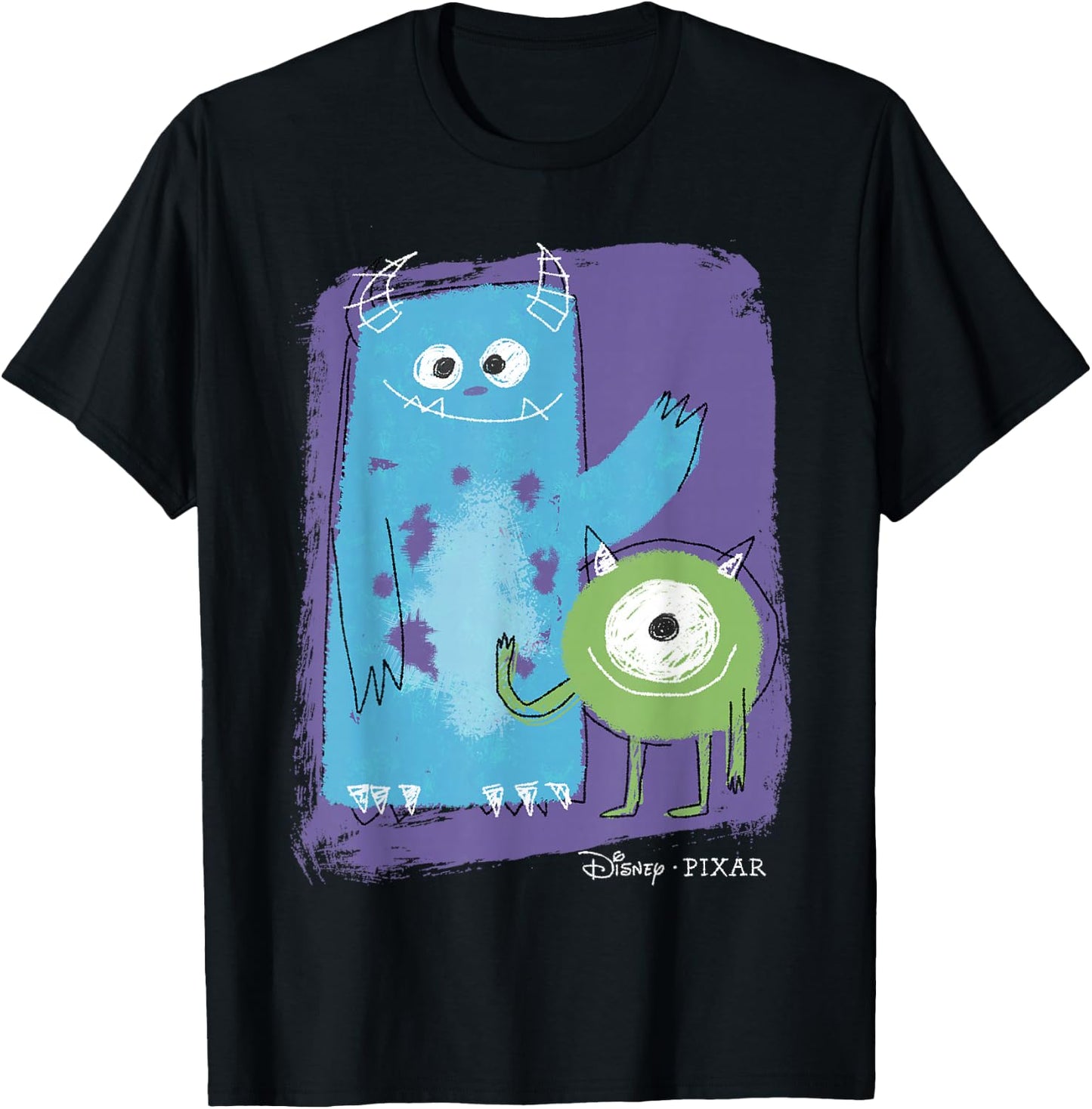 Disney Pixar Monster's Inc. Mike & Sully Painted Sketch T-Shirt - T-Shirt | Black