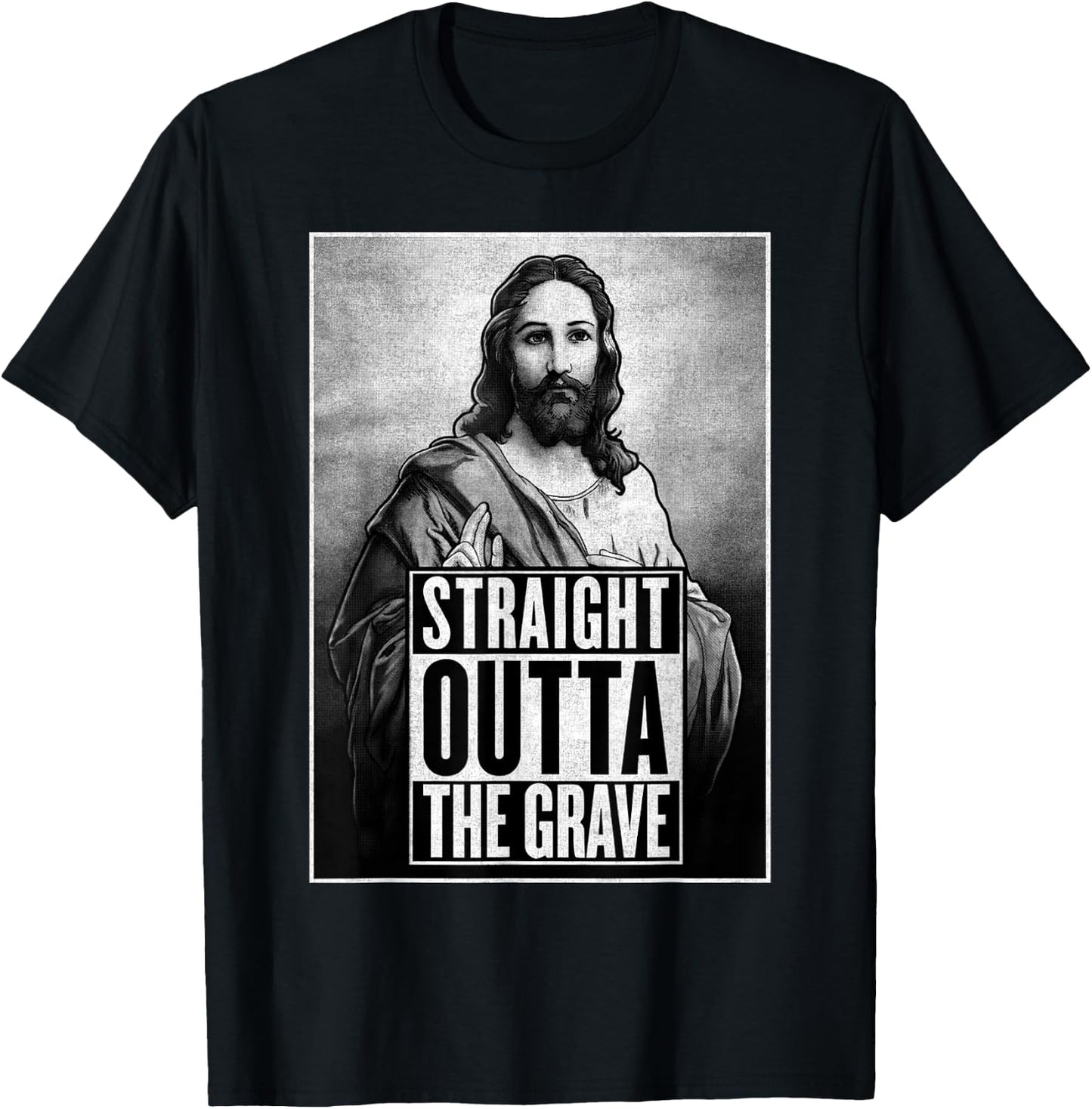 Jesus Resurrection Straight outta the grave Christian Funny T-Shirt - T-Shirt | Black