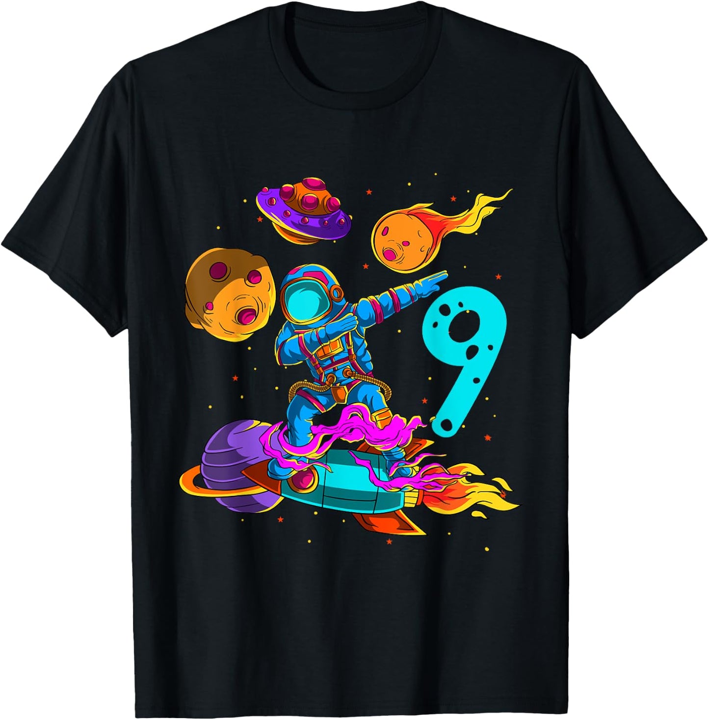 9 years Birthday Boys Astronaut 9th Birthday Boys Astronaut T-Shirt - T-Shirt | Black