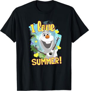 Disney Frozen Olaf I Love Summer Vignette Holiday Poster T-Shirt - T-Shirt | Black