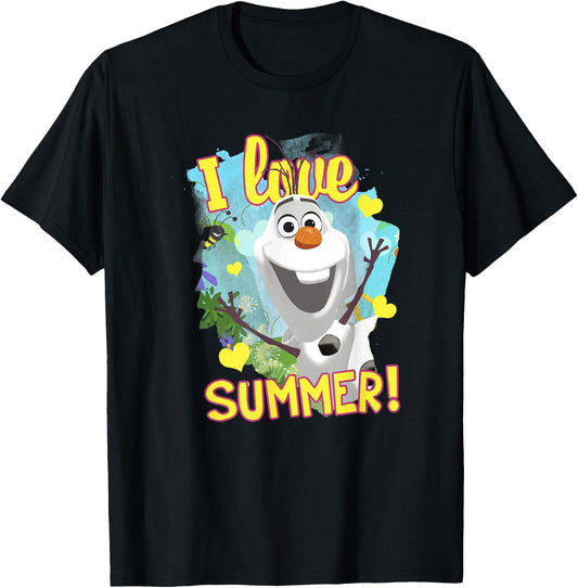 Disney Frozen Olaf I Love Summer Vignette Holiday Poster T-Shirt - T-Shirt | Black