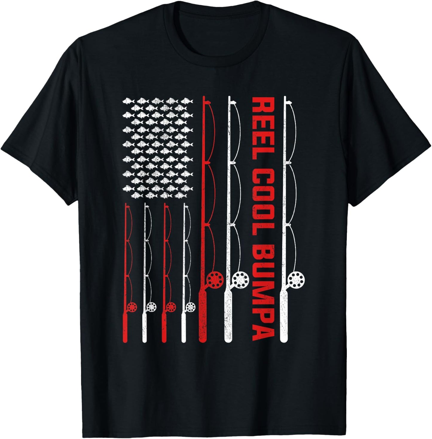 Reel Cool Bumpa Father's Day Fishing American Flag Women Men T-Shirt - T-Shirt | Black