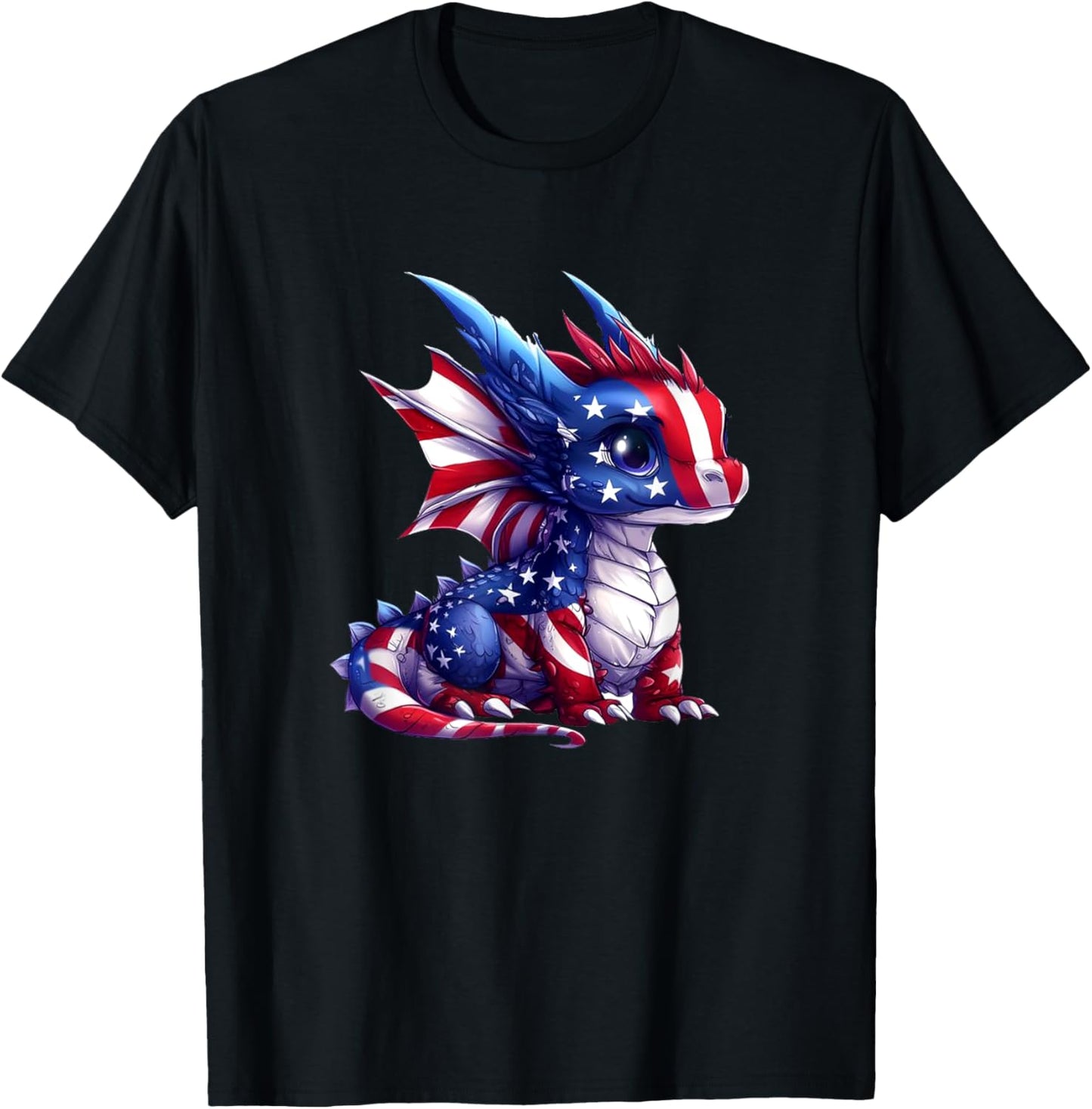 Dragon American Flag Proud USA Patriot Dragon Lover Men Kid T-Shirt - T-Shirt | Black