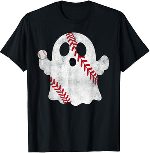 Baseball Ghost Baseball Lover Halloween Baseball Player T-Shirt - T-Shirt | Black