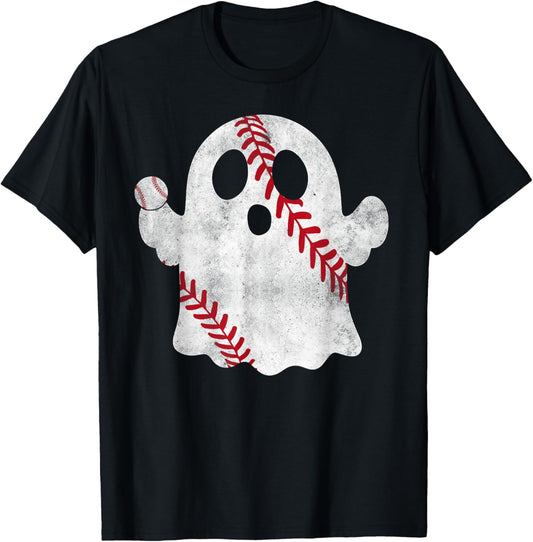 Baseball Ghost Baseball Lover Halloween Baseball Player T-Shirt - T-Shirt | Black