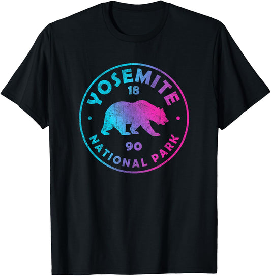Yosemite Colorful Tie Dye Bear Girls National Park T-Shirt - T-Shirt | Black