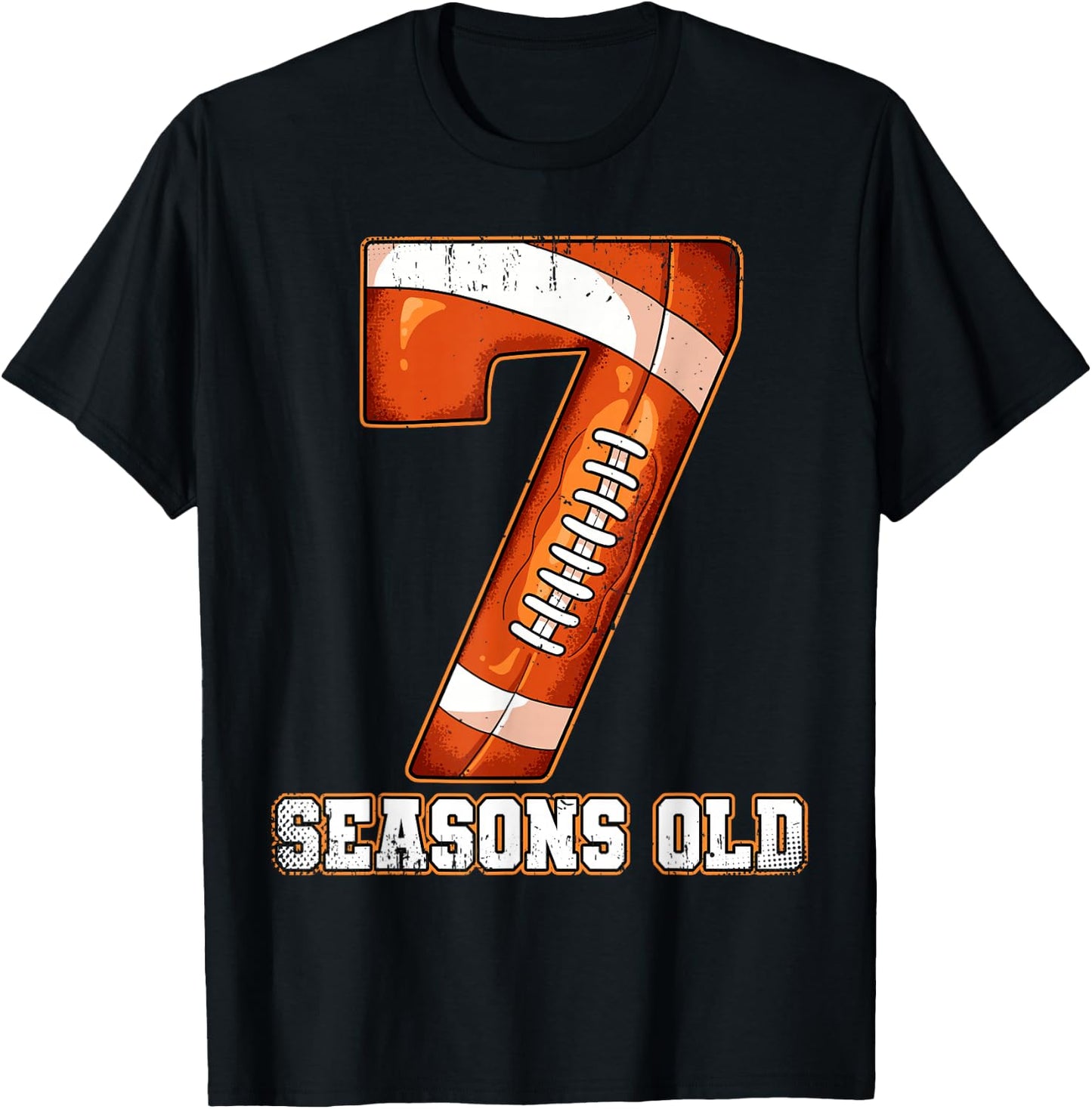 7th Birthday Football T-Shirt - T-Shirt | Black