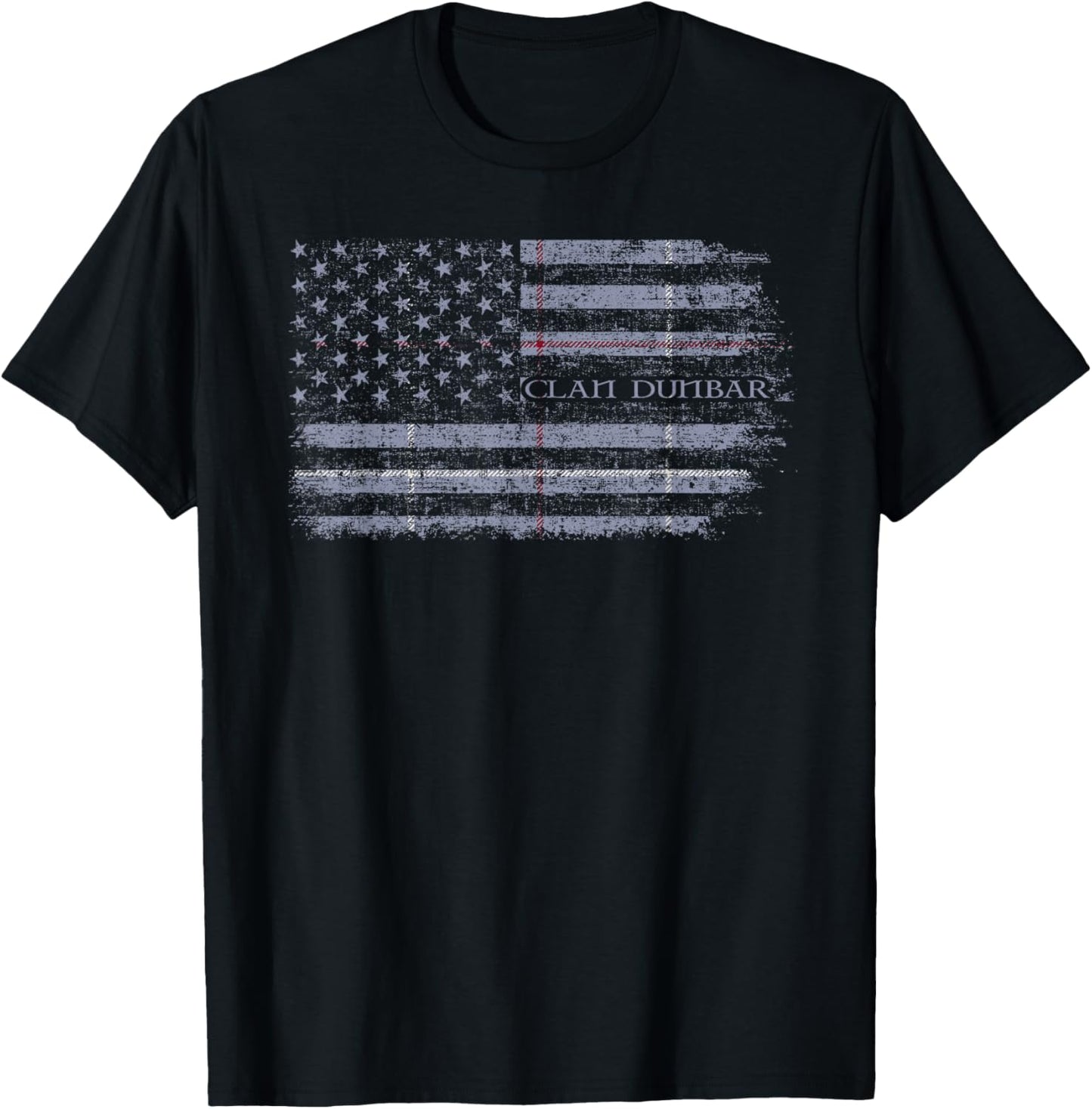 Clan Dunbar of Pitgaveny Scottish tartan US flag Scotland T-Shirt - T-Shirt | Black