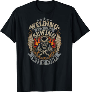 Welder Gifts Funny Welding Image On Back of T-Shirt - T-Shirt | Black
