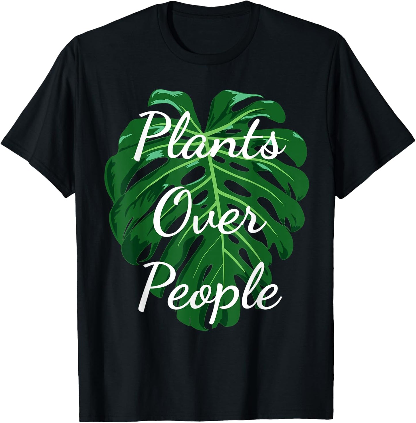 Funny monstera adansonii plants over people monstera leaf T-Shirt - T-Shirt | Black
