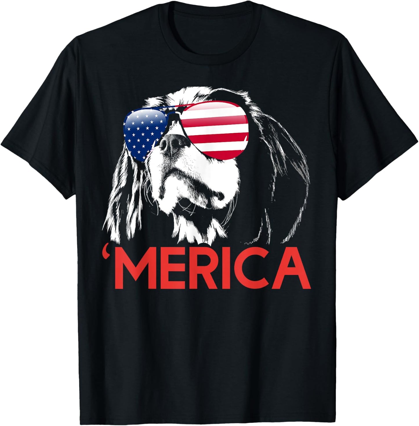 Merica Cavalier King Charles Spaniel American Flag Men T-Shirt - T-Shirt | Black