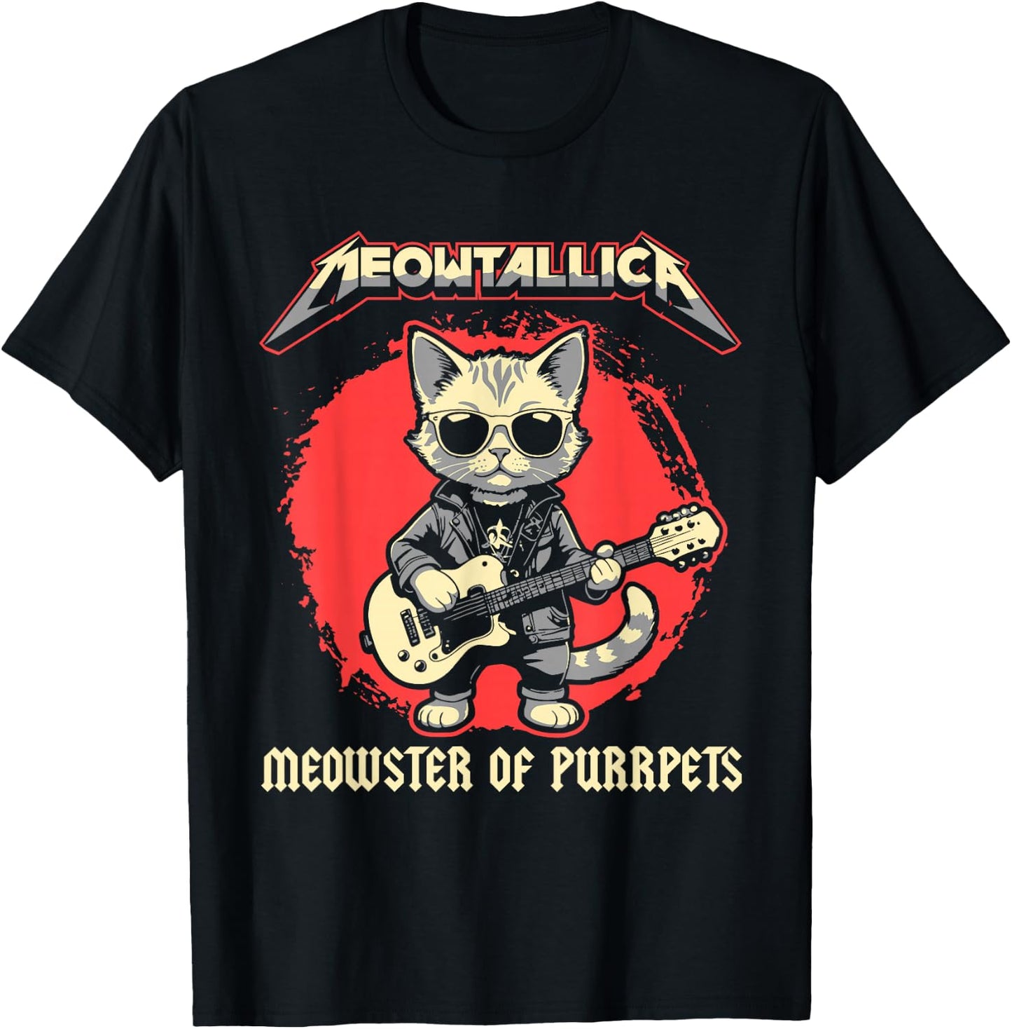 Meowtallica Meowster Of Purrpets - Funny Cat T-Shirt - T-Shirt | Black