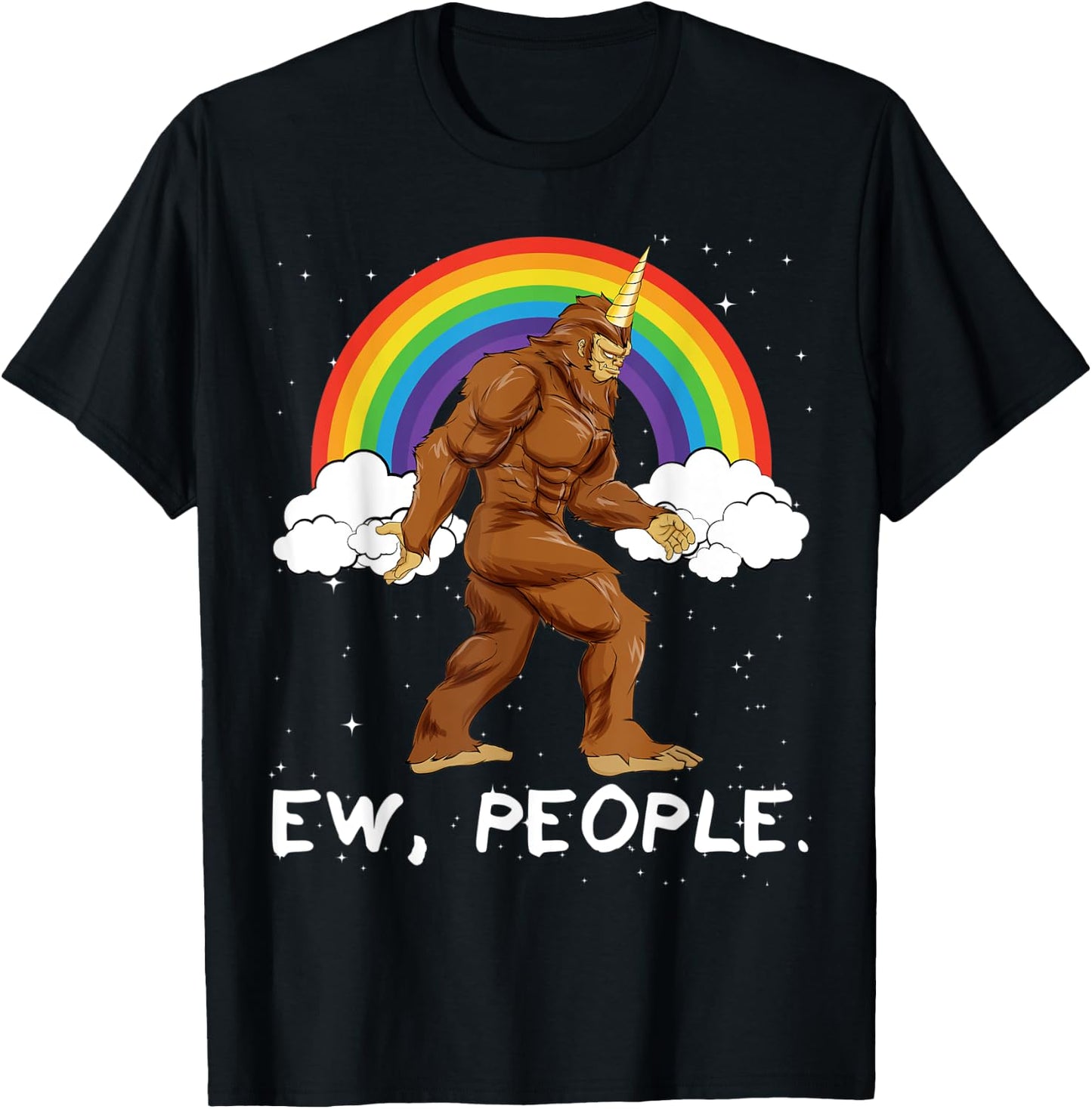 Bigfoot Unicorn Ew People Sasquatch Fantasy T-Shirt - T-Shirt | Black