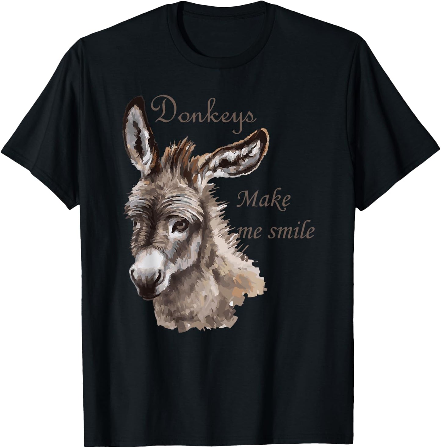Donkeys Make Me Smile Cute Miniature DonkeyTail Lovers T-Shirt - T-Shirt | Black