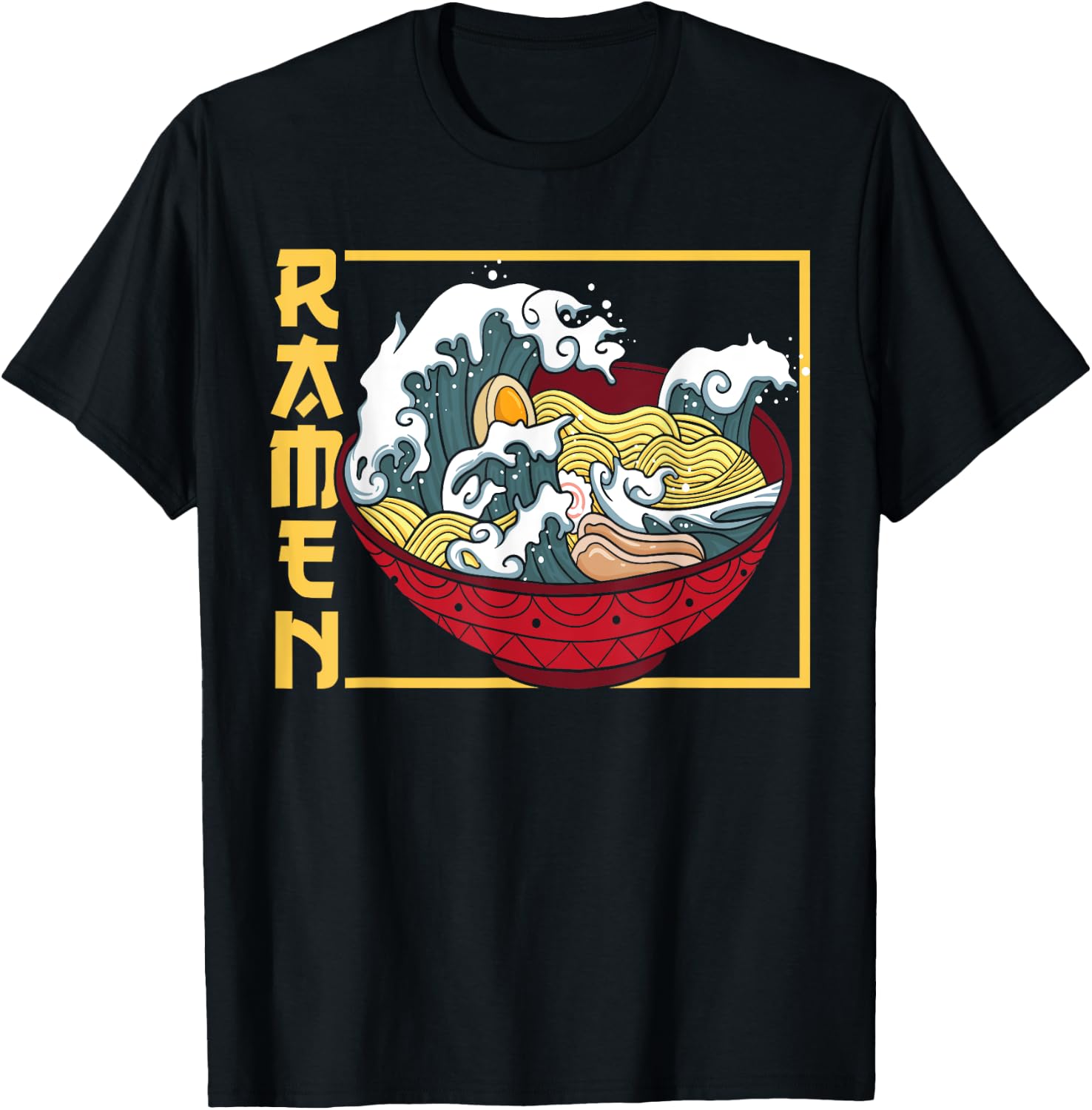 The Great Wave Off Kanagawa Ramen Eater Japanese Noodle Soup T-Shirt - T-Shirt | Black