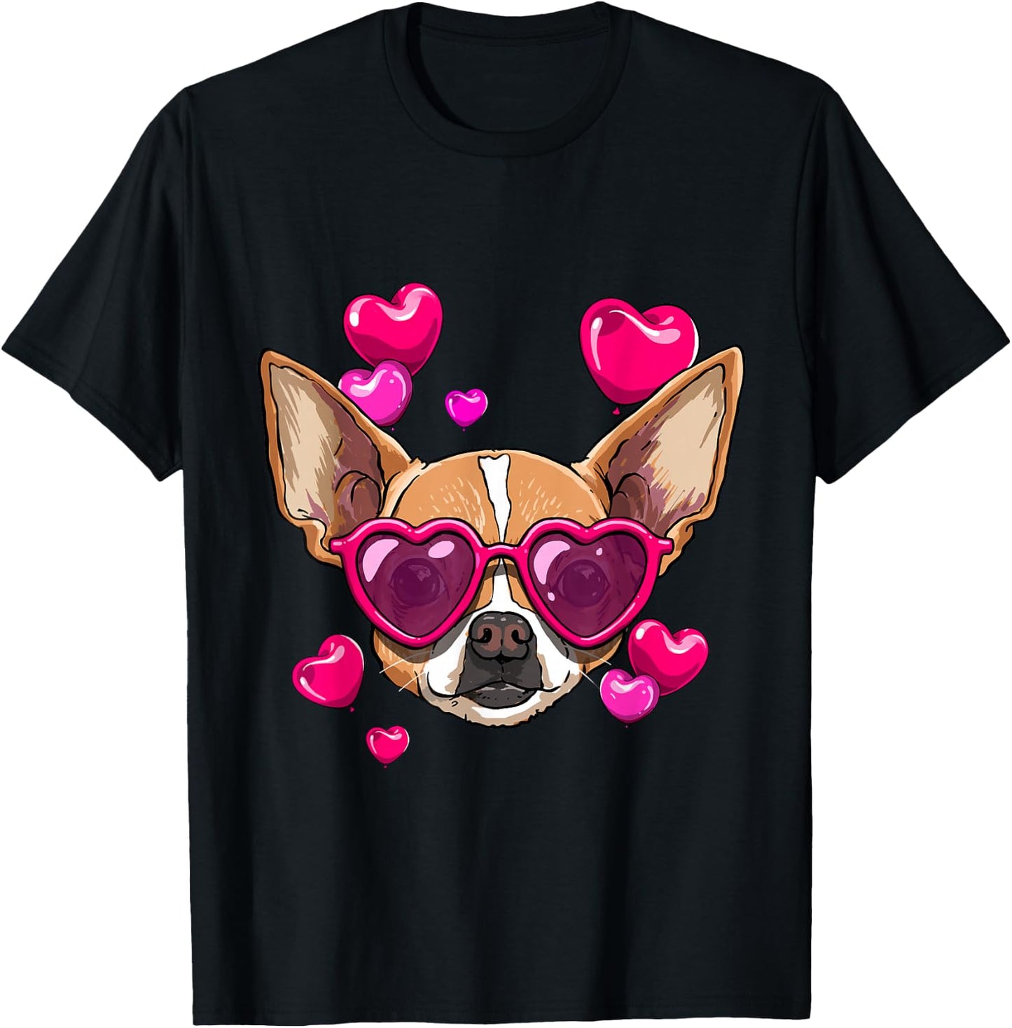 Valentines Chihuahua Dog Face Chihuahua Lover Owner T-Shirt - T-Shirt | Black