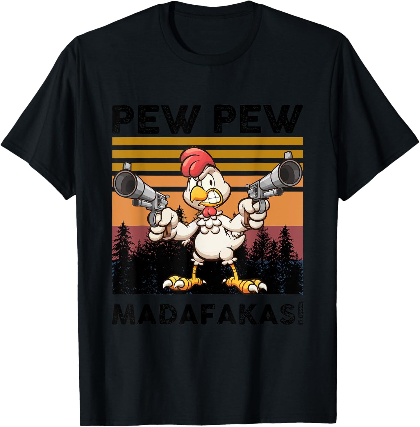 PEW Madafakas Turkey With Gun Retro Vintage Thanksgiving T-Shirt - T-Shirt | Black