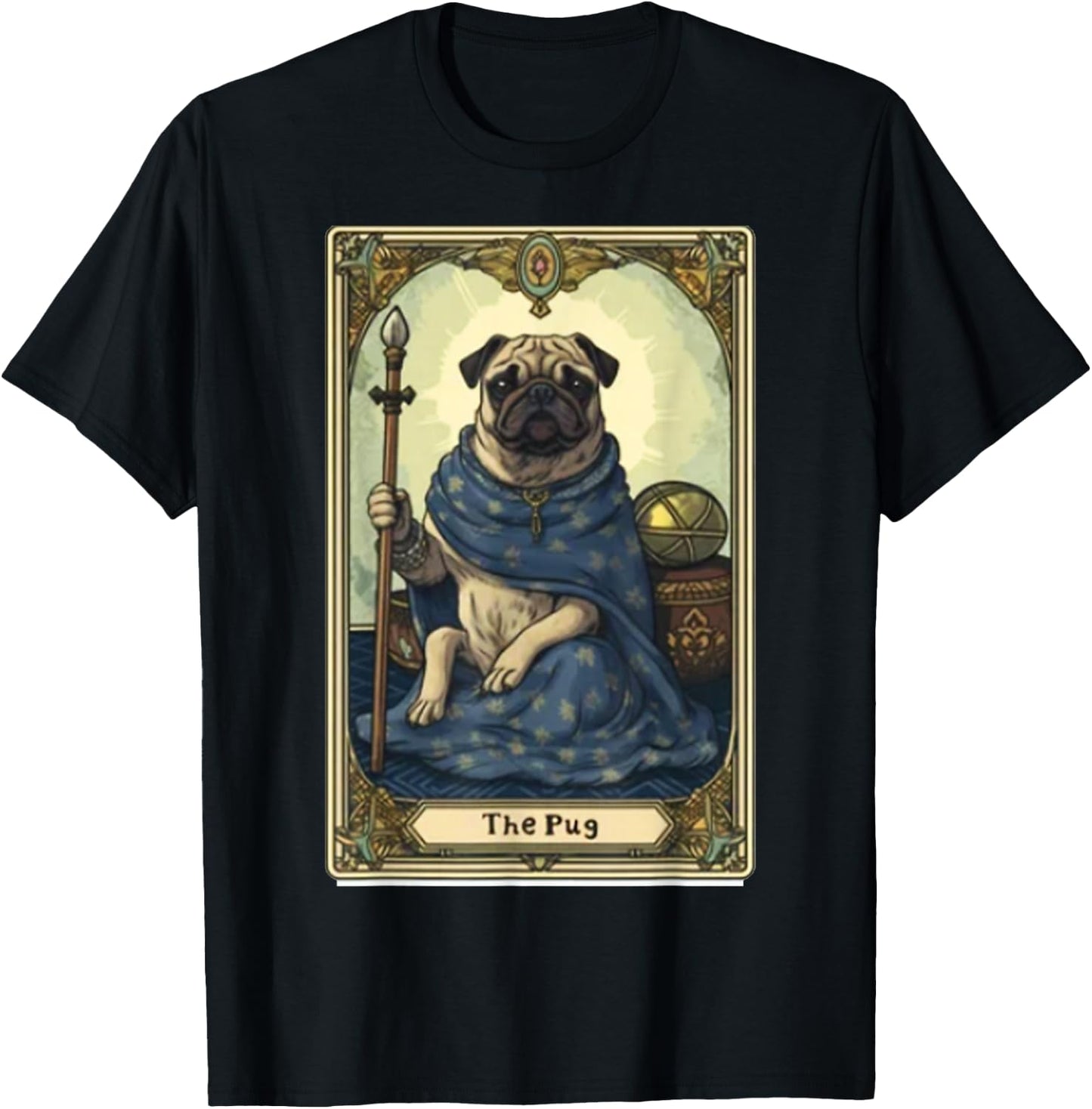 Pug Tarot Card - Pug Dog Tarot Card T-Shirt - T-Shirt | Black