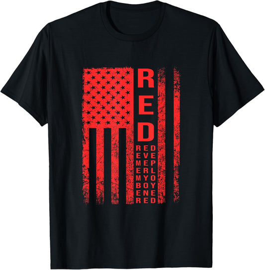 Red Friday Flag - Deployment Outfit Military Support T-Shirt - T-Shirt | Black