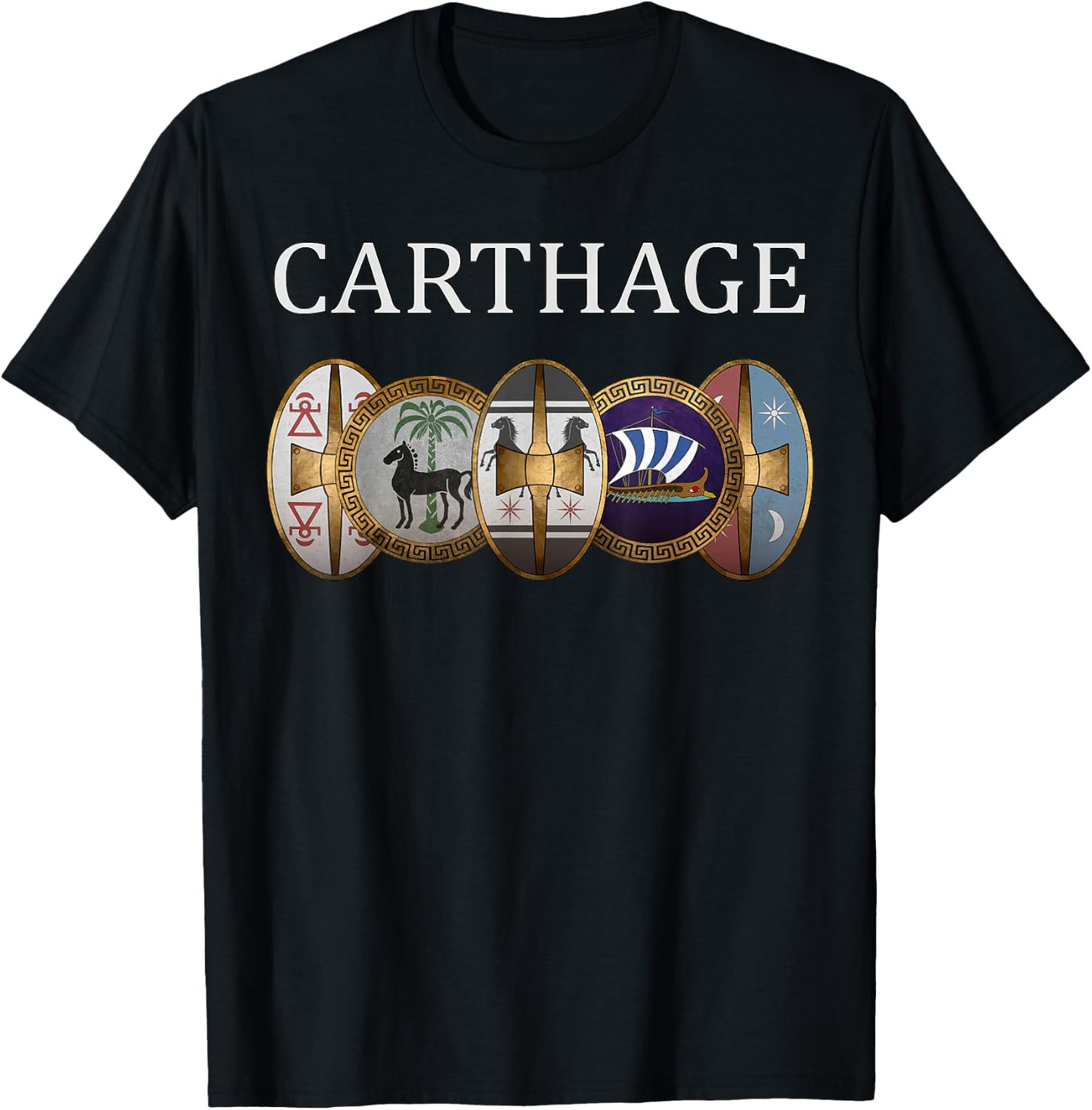 Ancient Carthage Carthaginian Army Shields T-Shirt - T-Shirt | Black