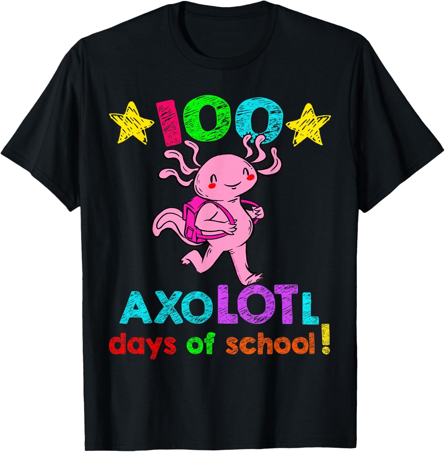 AxoLOTl Days of School Funny 100 Days of School T-Shirt - T-Shirt | Black