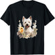 West Highland White Terrier Dog With Flowers Pastel Floral Men Women Girls Kids T-Shirt - T-Shirt | Black