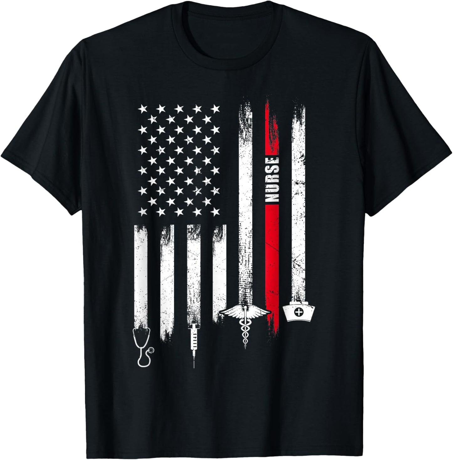Funny American Flag Nurse Day Gift Small T-Shirt - T-Shirt | Black