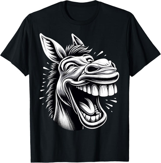 Funny Laughing Donkey T-Shirt - T-Shirt | Black
