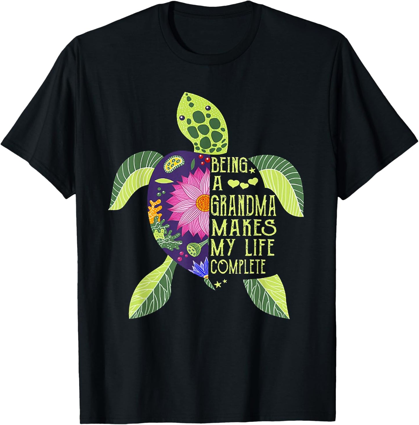 Being A Grandma Makes My Life Complete Turtle T-Shirt - T-Shirt | Black