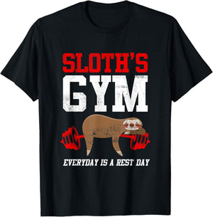 Workout Fitness Sloth's Gym Everyday Is Rest Day T-Shirt - T-Shirt | Black