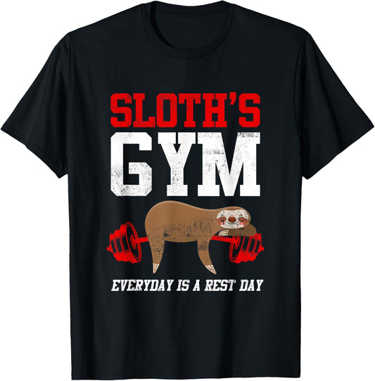 Workout Fitness Sloth's Gym Everyday Is Rest Day T-Shirt - T-Shirt | Black