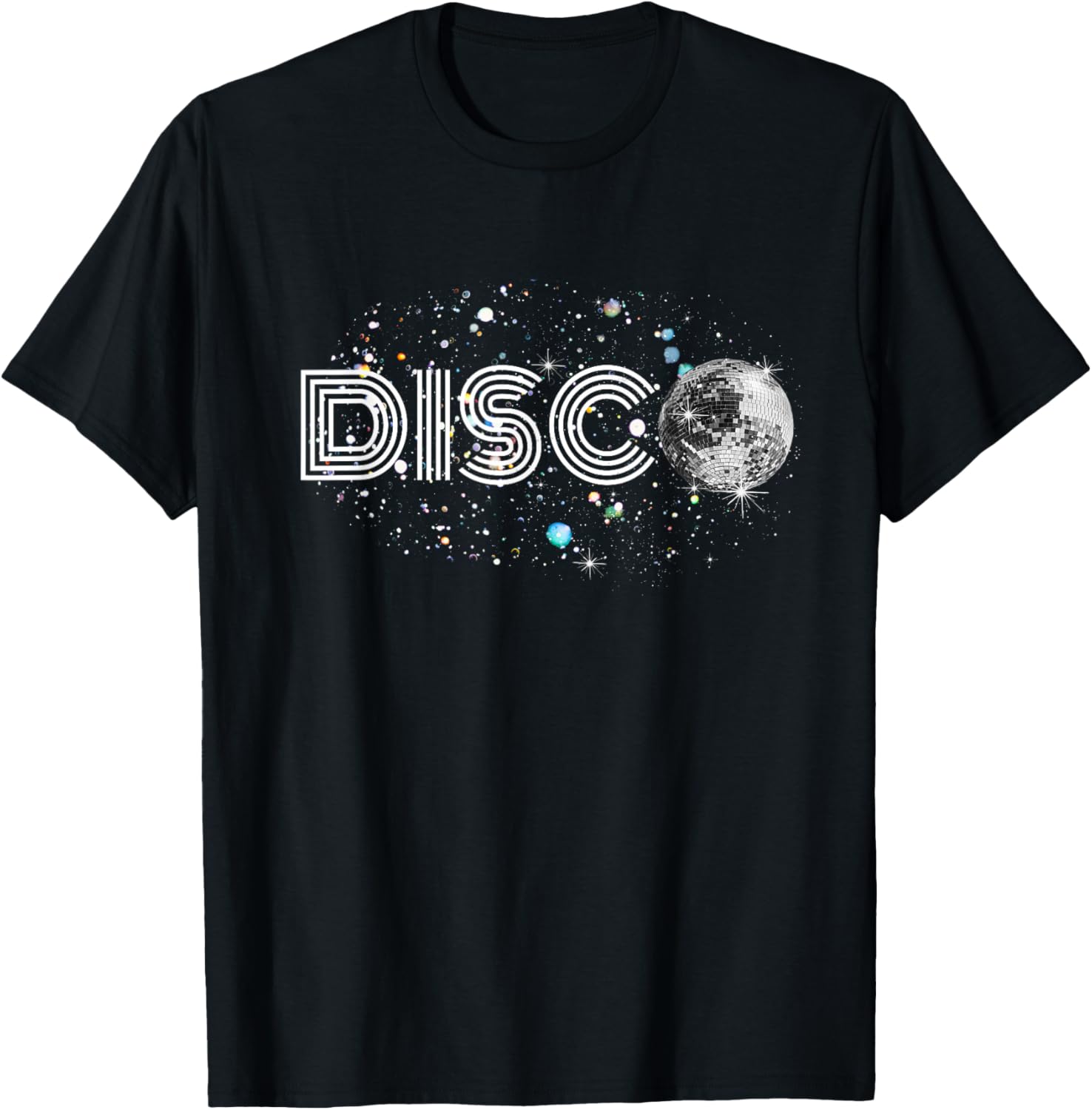 Black And White Disco Ball Club Retro T-Shirt - T-Shirt | Black