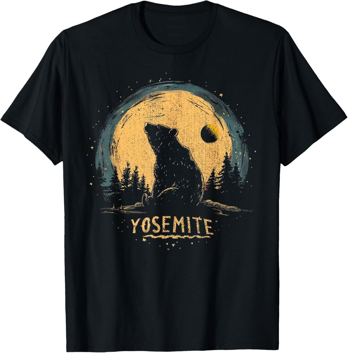 Yosemite - US National Park Vintage Men Women Kids Retro T-Shirt - T-Shirt | Black