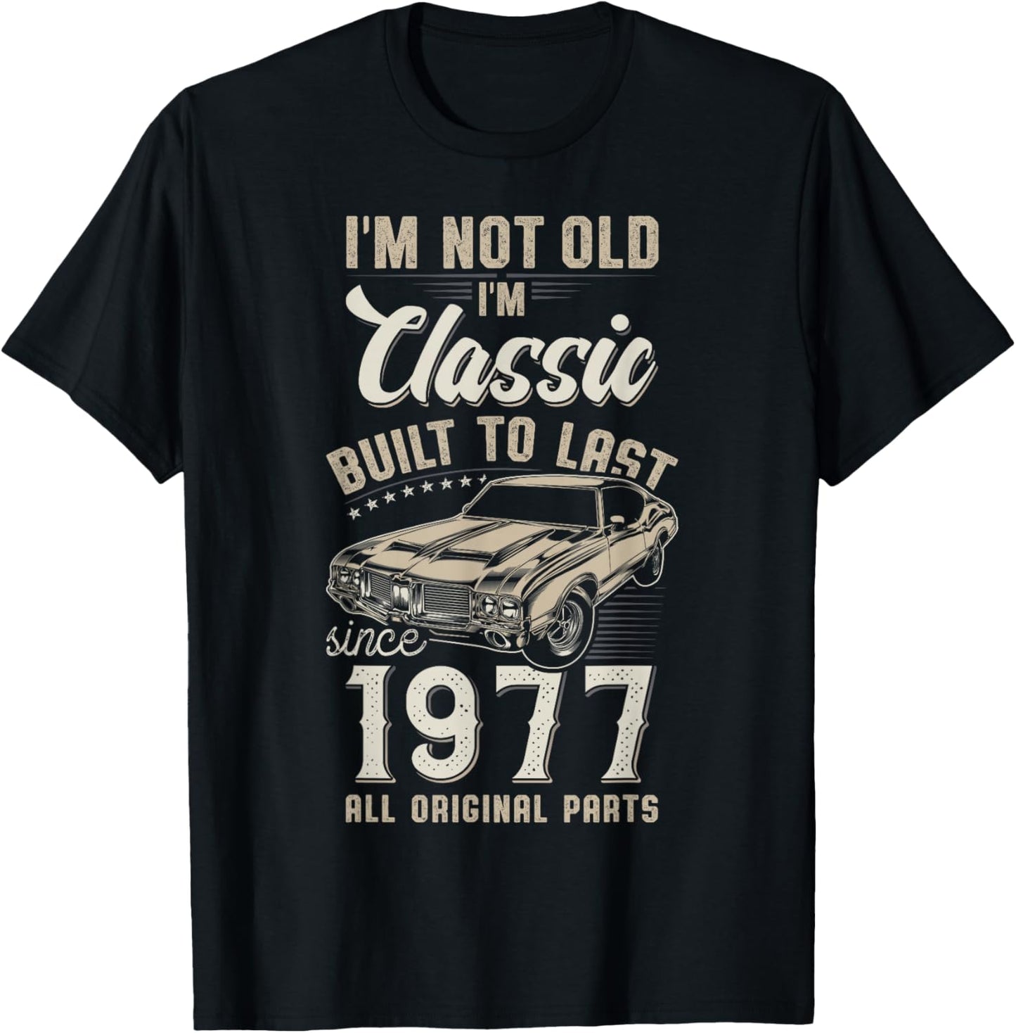48th Birthday Born 1977 Classic Car T-Shirt - T-Shirt | Black