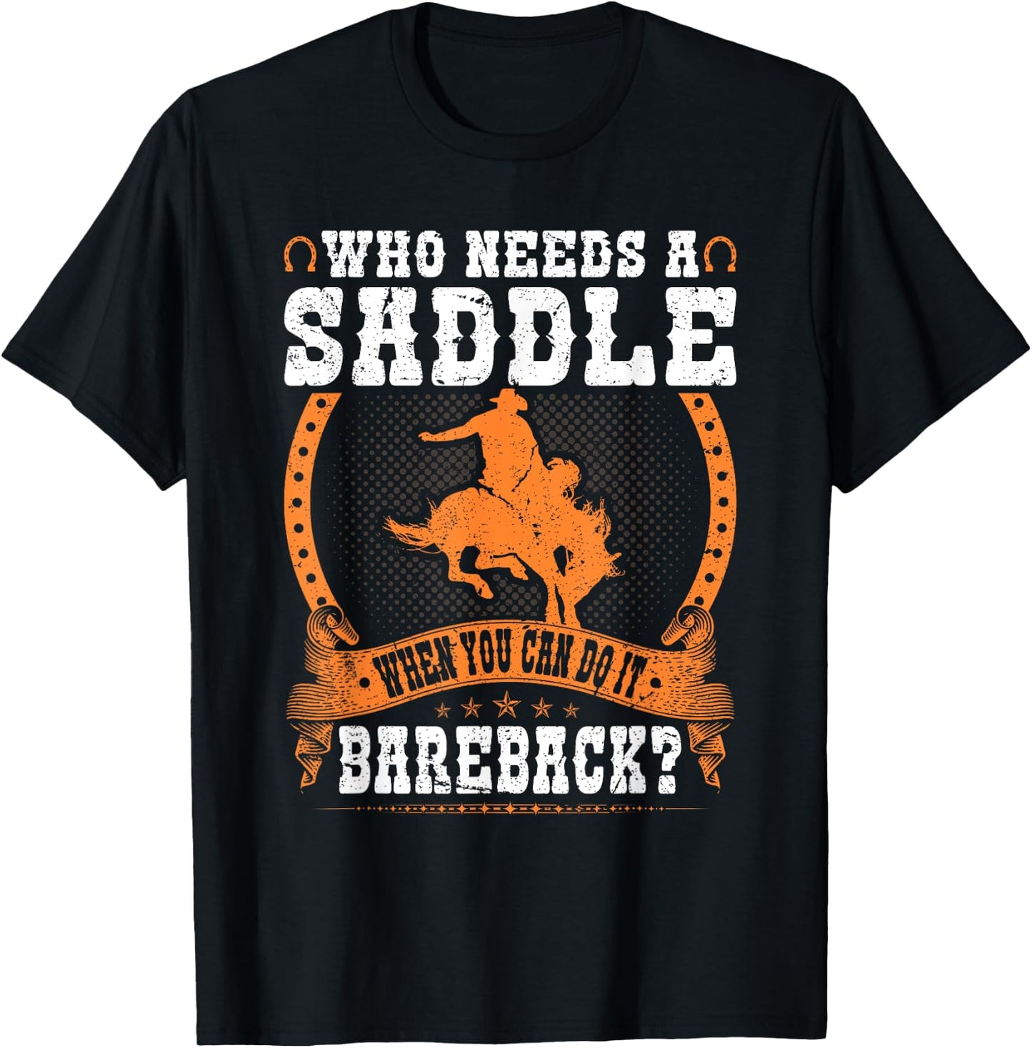 Bucking Bronco Western Rodeo Cowboy Bareback Bronc Riding T-Shirt - T-Shirt | Black