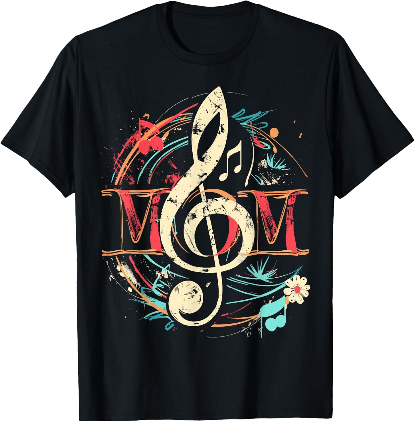 MOM Music note design Gifts for music lovers T-Shirt - T-Shirt | Black