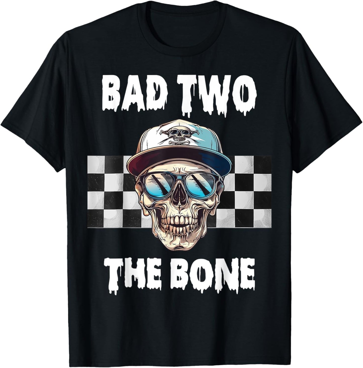 Bad To The Bone Birthday Halloween Skeleton Boy Toddler T-Shirt - T-Shirt | Black
