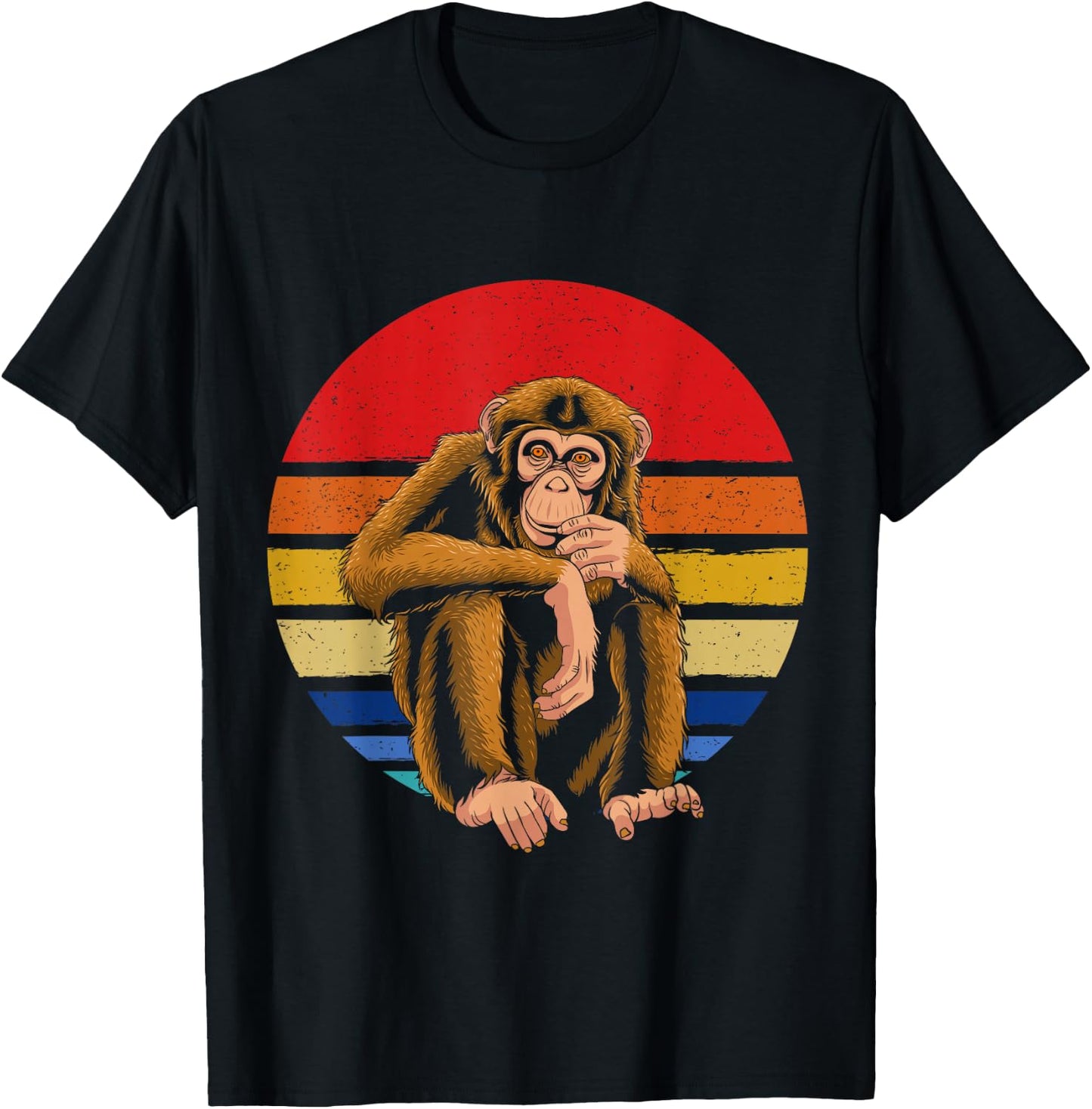 Retro Vintage Chimpanzee Monkey Wild Forest Animal T-Shirt - T-Shirt | Black