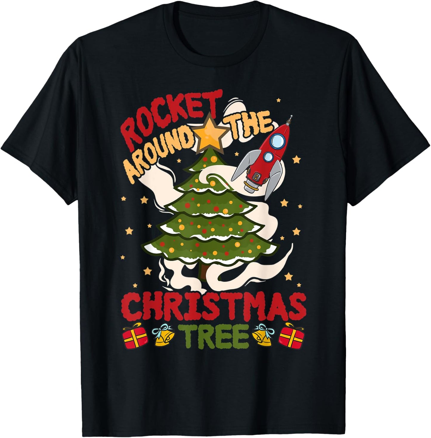 Rocket around the Christmas Tree - Cute Xmas Sweater T-Shirt - T-Shirt | Black